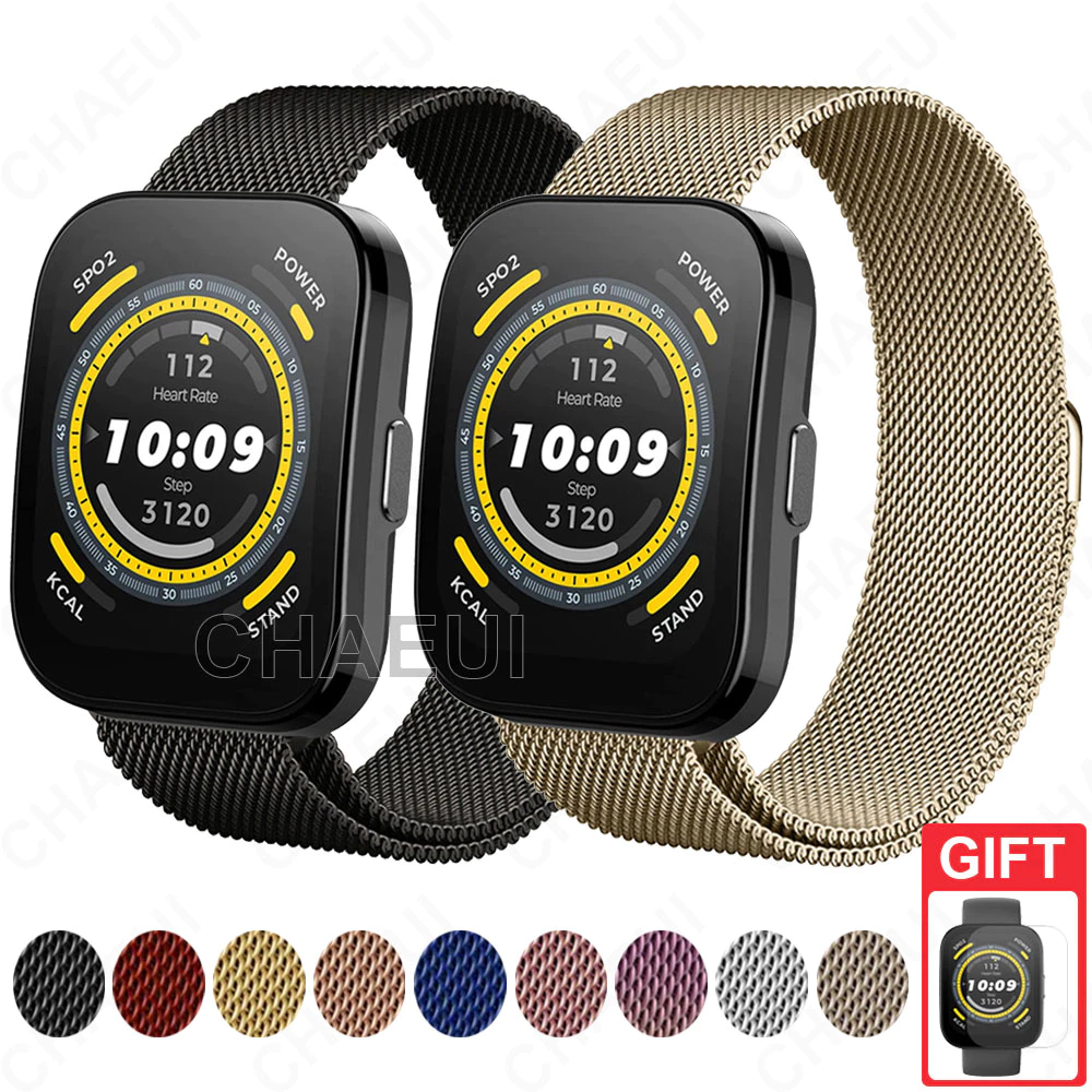 สายโลหะสแตนเลสสตีลสําหรับ Amazfit Bip Max 6 5 Unity 3 U Pro S / GTS 4 Mini 3 2 / GTR Mini