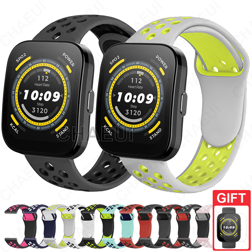 สายซิลิโคนสร้อยข้อมือสีคู่สําหรับ Amazfit Bip 6 5 Unity 3 U Pro S / GTS 4 Mini 3 2