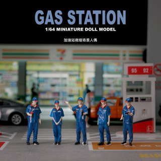 โมเดลฟิกเกอร์ 1/64 Diorama Gas Station Petrol Clerk ของเล่นสําหรับเด็ก