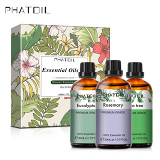 [3PCS/SET] PHATOIL 30ml Boost Immunity Essential Oils Gift Set Aromatherapy Humidifier Oil Eucalyptus Tea tree Rosemary