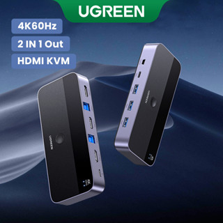 Ugreen กล่องสวิตช์ HDMI 2.0 KVM 4K60Hz 2 IN 1 OUT Ultra HD HDMI สําหรับแบ่งปันจอภาพ