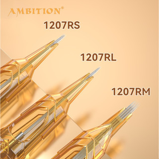 Ambition ตลับหมึกสัก ฆ่าเชื้อ 0.30 มม. สีทอง 10 RL RS M1 Rm0.30 มม. ใช้แล้วทิ้ง 20 ชิ้น