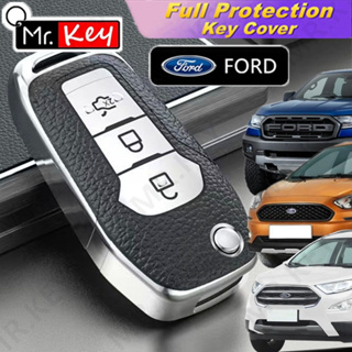 【Mr.Key】เคสกุญแจรถยนต์หนัง Tpu แบบพับได้ สําหรับ Ford Fusion Fiesta Escort Mondeo Everest Ranger Figo Puma MK8