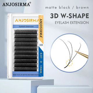 Anjosirma ขนตาปลอม 3D รูปตัว W พร้อมปลายขนตา 3 ชิ้น ขนตาส่วนตัว C/D/DD คุณภาพสูง