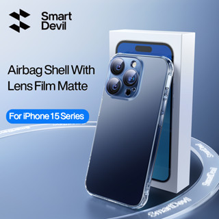 SmartDevil เคสถุงลมนิรภัย ฝ้า พร้อมฟิล์มเลนส์ กันรอยนิ้วมือ กันตก สําหรับ iPhone 15 15 Plus 15 Pro 15 ProMax