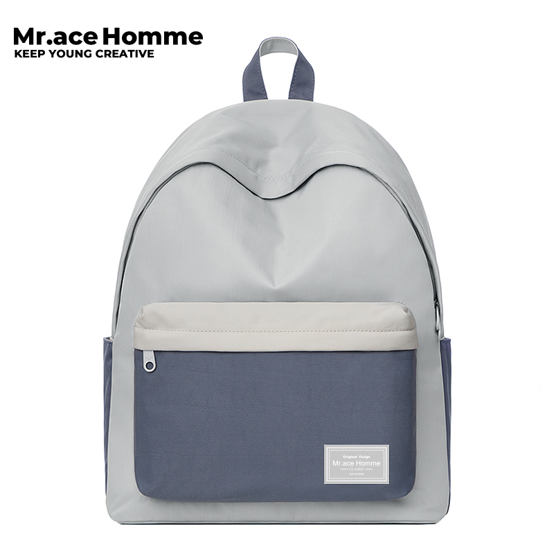 Mr. ace Homme 2163 Ash blue series simple กระเป๋าเป้สะพายหลังหญิงฤดูร้อนกระเป๋าเป้สะพายหลังวิทยาลัยนักเรียนกระเป๋านักเรียนชาย leisure กระเป๋าคอมพิวเตอร์
