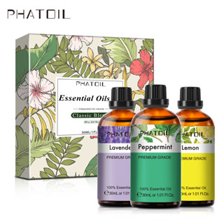 Phatoil น้ํามันหอมระเหยกลิ่นลาเวนเดอร์ 30 มล . 3 ชิ้น / ชุด Lavender Mint Lemon Essential Oil Gift/Set