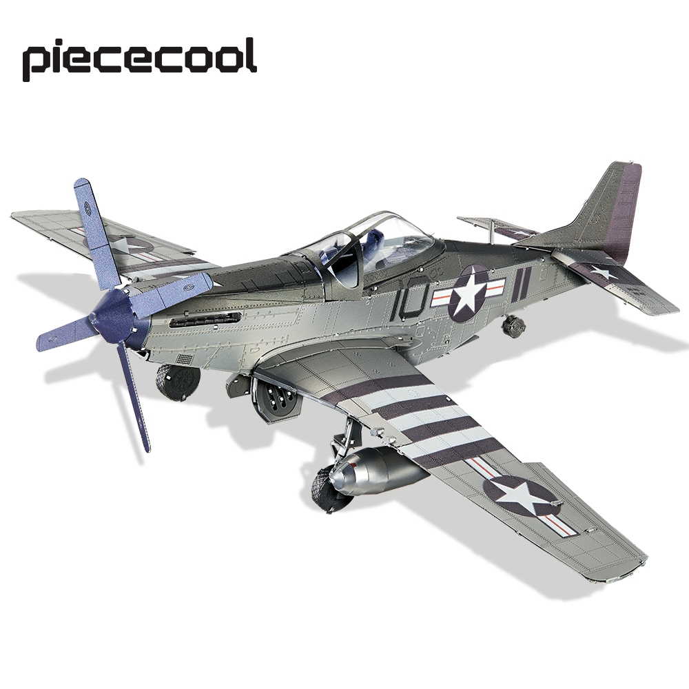 Piececool 3D ชุด P-51 Mustang Fighter Plane โลหะประกอบชุดอาคารชุดของขวัญสําหรับเด็ก