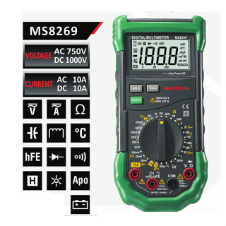 Mastech MS8269 มัลติมิเตอร์ดิจิทัล LCR Meter AC/DC แรงดันไฟฟ้า ความต้านทานกระแสไฟฟ้า ประจุกระแสไฟ อุณหภูมิเหนี่ยวนํา เครื่องทดสอบ Mastech MS8269