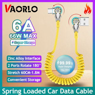 Vaorlo สายชาร์จ สายข้อมูล Type-C แบบสปริง ชาร์จเร็ว สําหรับโทรศัพท์มือถือ Micro-USB Type-C