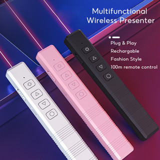 ปากกาเลเซอร์ไร้สาย 2.4GHz แบบพลิกได้ ชาร์จ USB สําหรับนําเสนองาน