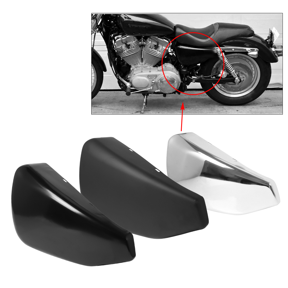 ฝาครอบแบตเตอรี่ เหล็กโครเมี่ยม สีดํา สําหรับรถจักรยานยนต์ Harley Sportster 48 72 Iron XL 883 1200 Roadster 2014-2017 1 ชิ้น