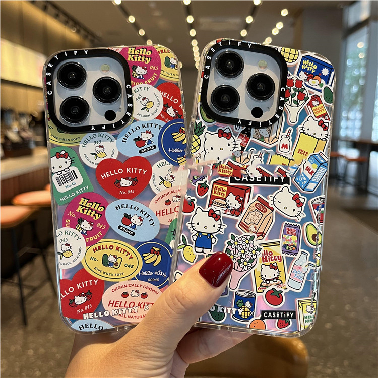 เคสไอโฟน 16/15/14/13/12/11 Pro max HelloKitty Label Laser Compatible Case iPhone 11,12,13,14,15,16,11PM,12PM,13PM,14PM,15PM,16PM