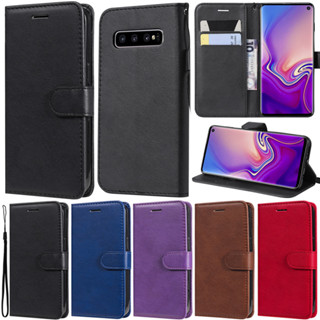 เคสโทรศัพท์หนังนิ่ม ฝาพับ พร้อมช่องใส่บัตร หรูหรา สําหรับ Samsung Galaxy S10 Plus S9 Plus S8 Plus S7 Edge