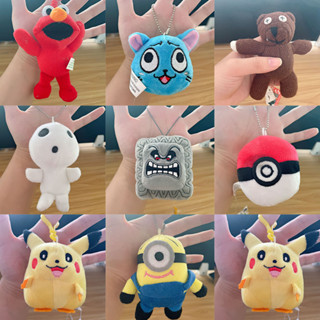 หมอนตุ๊กตานุ่ม รูปการ์ตูนอนิเมะ Sesame Street Star Kirby Pikachu Pokémon Ball Minions ขนาด 6-10 ซม. สีชมพู สําหรับตกแต่งห้องเด็ก