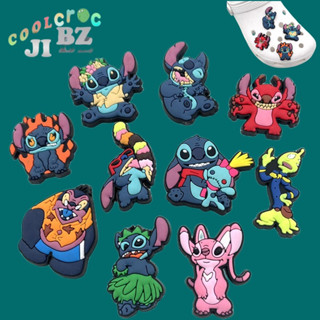 Jibbitz Lilo &amp; Stitch Series รองเท้า ดอกไม้ หัวเข็มขัด รองเท้าแฟชั่น อุปกรณ์เสริม Croc Charms ตกแต่งรองเท้า