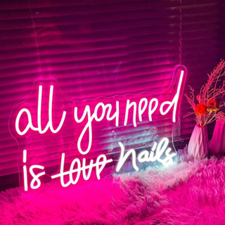 ป้ายไฟนีออน LED ขนาดใหญ่ ลาย All You Need Is Nails เหมาะกับของขวัญ สไตล์นักธุรกิจ สําหรับตกแต่งผนังบ้าน ร้านค้า งานแต่งงาน คริสต์มาส ห้องนั่งเล่น