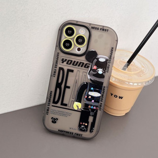 เคสโทรศัพท์มือถือนิ่ม ลายการ์ตูนหมี สีดํา สําหรับ iPhone13ProMax 14 14ProMax 11 11ProMax 12 12ProMax13 14Plus