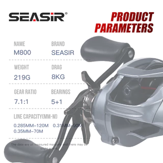 Seasir M800 รอกตกปลา ทองเหลือง 8 กก. แรงดึงสูงสุด 7.1:1 ความเร็วสูง ระบบเบรกแม่เหล็กน้ําเค็ม