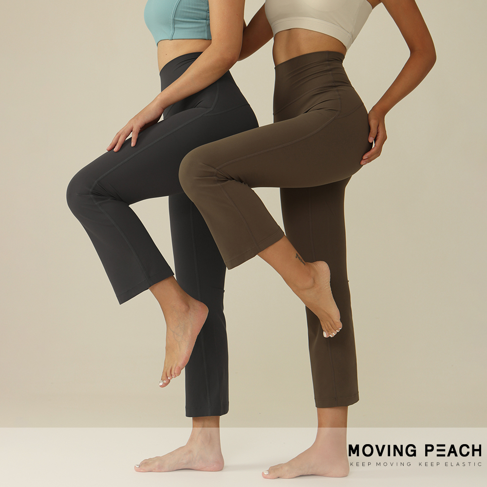 Moving Peach กางเกงขาบาน กางเกงโยคะ พิลาทิส เอวสูง ระบายอากาศ สําหรับผู้หญิง ACH