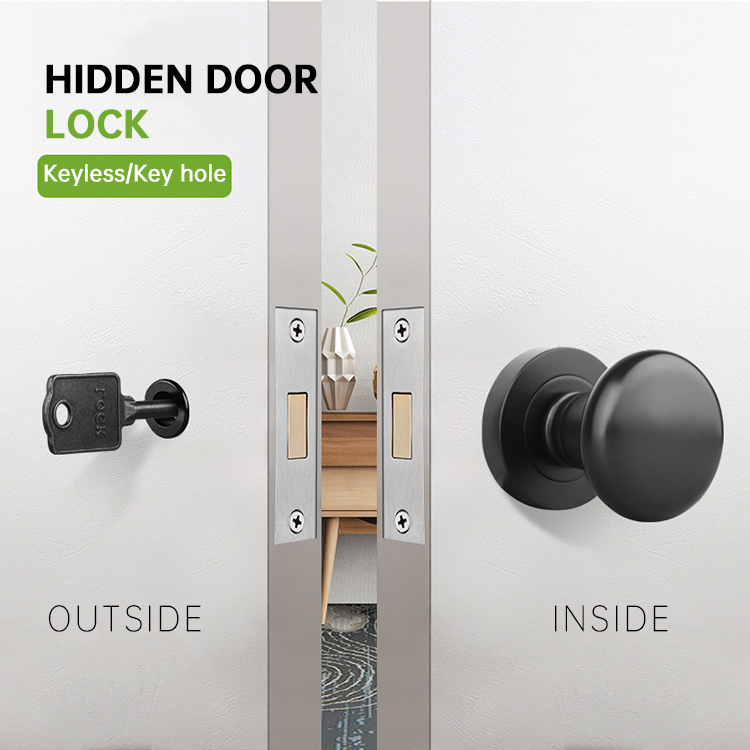 Naierdi ชุดคันโยกล็อคประตูบานเลื่อน โลหะผสมสังกะสี สีดํา