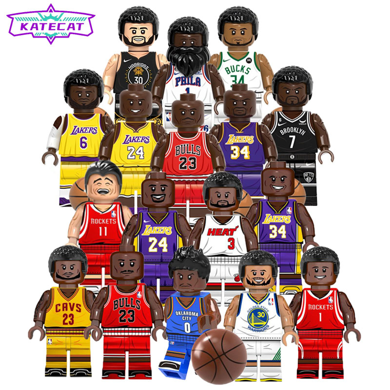 ของเล่นตัวต่อ รูปนักบาสเก็ตบอล NBA Lakers Rockets Star Players ขนาดเล็ก