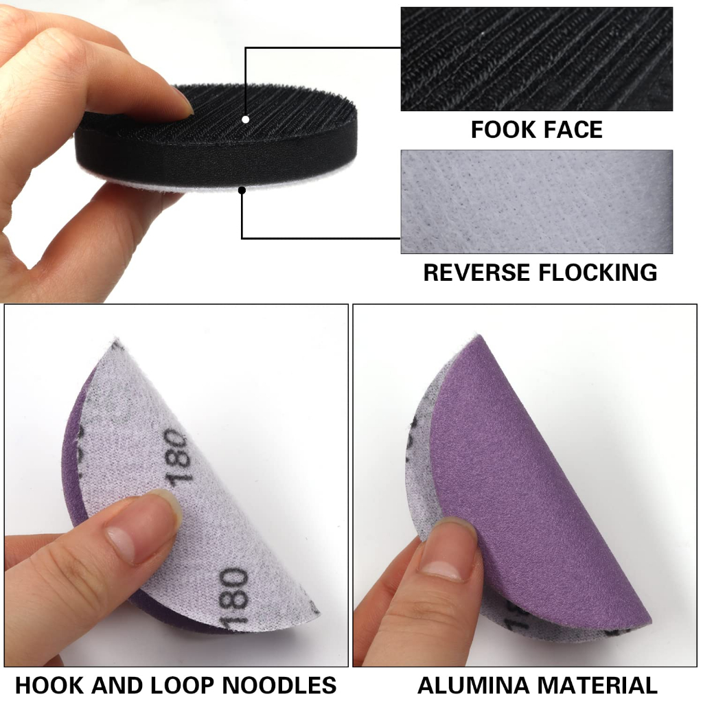 3 นิ้ว 122 ชิ้นแผ่นขัด Hook และ Loop กระดาษทรายสีม่วง Alumina ขัดด้วยโฟมนุ่ม Buffering Pad และ Backing Pad ราคา ถูกที่สุด ดีลบีเคเค แกลเลอรีภาพที่ 2