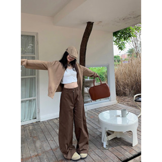 Design adjustable waistband straight leg pants loose wide leg casual pants wide pants