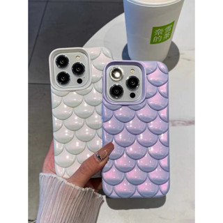 เคสป้องกันโทรศัพท์มือถือชุบไฟฟ้า ลายเกล็ดปลา สามมิติ สําหรับ Apple iPhone 14promax 13 14pro 11 12 13