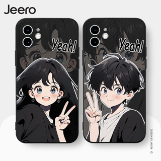 Jeero เคสคู่ เคสไอโฟน คู่รัก กันกระแทกซิลิโคนนุ่มการ์ตูนน่ารักตลก เคสโทรศัพท์ Compatible for iPhone 15 14 13 12 11 Pro Max SE 2020 X XR XS 8 7 6 6S Plus พลัส HFE2854