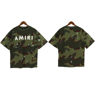 Amiri เสื้อยืดแขนสั้นลําลอง ผ้าฝ้าย พิมพ์ลายพราง ทรงหลวม แฟชั่นสําหรับผู้ชาย และผู้หญิง