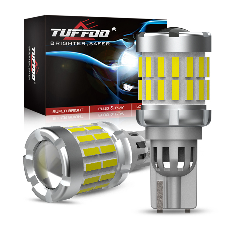 TUFFOO 1 คู่ หลอดไฟสัญญาณถอยหลัง LED T15 W16w 921 912 6000K สีขาว สําหรับรถยนต์