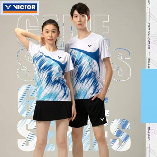 เสื้อกีฬาแขนสั้น ลายทีม Victor Badminton Jersey แบบแห้งเร็ว แฟชั่นฤดูร้อน สําหรับเด็กผู้ชาย และผู้หญิง 2023