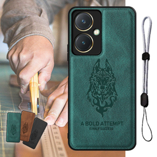 เคสโทรศัพท์มือถือหนัง ลายหมาป่า พร้อมสายคล้อง ปรับได้ หรูหรา สําหรับ VIVO Y27