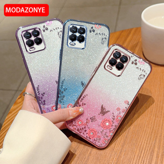 เคสมือถือ แบบนิ่ม ลายดอกไม้ ผีเสื้อ กลิตเตอร์ สําหรับ Realme 8 5G Realme 8 5G