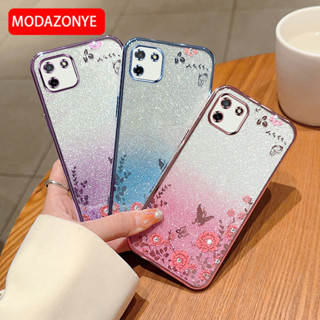 เคสมือถือ แบบนิ่ม ลายดอกไม้ ผีเสื้อ กลิตเตอร์ สําหรับ Realme C11 2020 Realme C11 2020