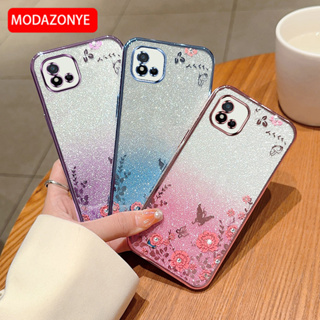 เคสมือถือ แบบนิ่ม ลายดอกไม้ ผีเสื้อ กลิตเตอร์ สําหรับ Realme C11 Realme C20 2021