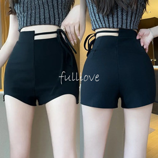 Fulllove (S-5XL) พร้อมส่ง กางเกงขาสั้นเอวสูง กางเกงขาสั้นเข้ารูป น่ารัก เซ็กซี่ สไตล์เกาหลี