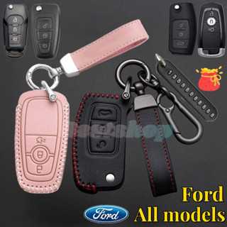 เคสรีโมทกุญแจรถยนต์ หนัง 3 ปุ่ม สําหรับ New Ford Fiesta Fox Wing Bo everest Fiesta Focus territory raptor ranger MK3 MK4 Kuga Ecosport Escape Explorer Sport Edge Expedition Everest accessories