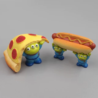 โมเดลฟิกเกอร์ PVC รูปดิสนีย์ Toy Story Aliens Donut Pizza Burger Hot Dog Alien Doze Q Version ขนาด 3-4 ซม. สําหรับตกแต่งบ้าน โต๊ะ 4 ชิ้น ต่อชุด