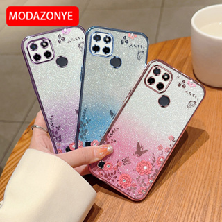 เคสมือถือ แบบนิ่ม ลายดอกไม้ ผีเสื้อ กลิตเตอร์ สําหรับ Realme C21Y Realme C25Y