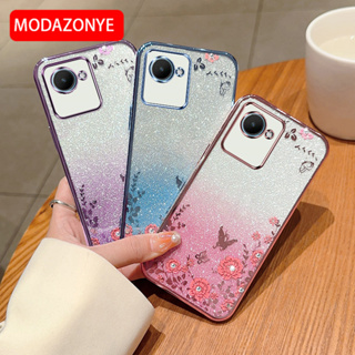 เคสมือถือ แบบนิ่ม ลายผีเสื้อ ดอกไม้ กลิตเตอร์ สําหรับ Realme C30S C30 Realme Narzo 50i Prime