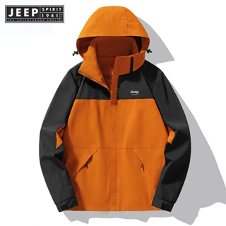 JEEP SPIRIT 1941 ESTD 2023 เสื้อโค้ท มีฮู้ด แฟชั่นฤดูใบไม้ร่วง ฤดูหนาว