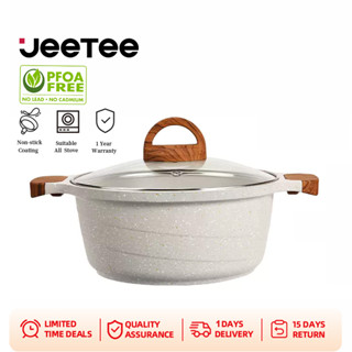 JEETEE 6.5L หม้อ 2 หู หม้อเคลือบหินอ่อน หม้อต้มอาหาร หม้อทำอาหาร หม้อหินอ่อน หม้อเคลือบ 20ซม. 24ซม. 28ซม.