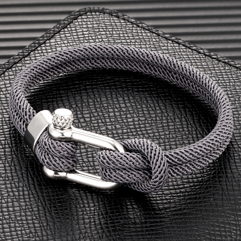 Mkendn Minimalist Nautical เชือกสร้อยข้อมือ Double Strand คุณภาพสูงสแตนเลส U รูปร่าง Shackle Buckle Survival เครื่องประดับสําหรับผู้ชายผู้หญิง