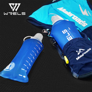 WRELS ขวดน้ำอ่อนแบบพับได้สำหรับการเล่นกีฬากลางแจ้ง ทีพียู ปลอดสาร BPA