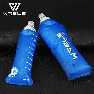 WRELS ขวดน้ำอ่อนแบบพับได้สำหรับการเล่นกีฬากลางแจ้ง ทีพียู ปลอดสาร BPA