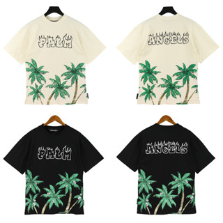 Palm angels เสื้อยืด คอกลม แขนสั้น ผ้าฝ้าย พิมพ์ลาย ทรงหลวม แฟชั่นสําหรับผู้ชาย และผู้หญิง