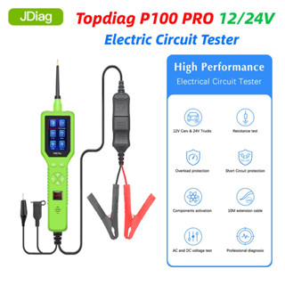 Topdiag เครื่องทดสอบวงจรไฟฟ้า P100 Pro 12V 24V สําหรับรถยนต์ รถบรรทุก รถจักรยานยนต์