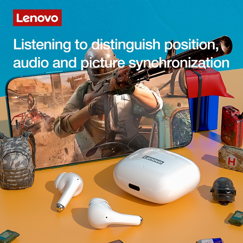Lenovo ชุดหูฟังบลูทูธไร้สาย 5.0 TWS สเตอริโอ ควบคุมสัมผัส พร้อมไมโครโฟน กันน้ํา สําหรับเล่นกีฬา